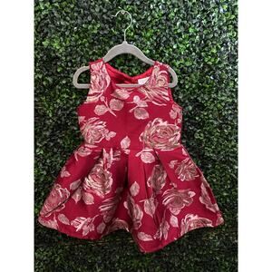 Children’s Place, Toddlers Sleeveless Red Dress, Floral Party Dress, Size 4T